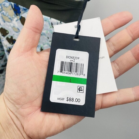 DKNY Womens Size Large Printed V Neck Tankini Top Swimsuit in Green $88 1937 - Picture 8 of 10